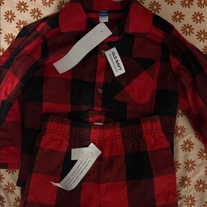 Old Navy Red and Black Checkered Pajama Set